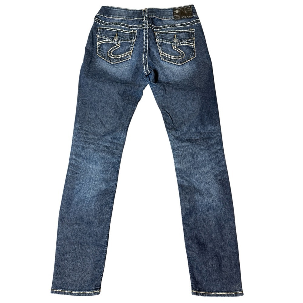 Silver Jeans Womens 28x31 Blue Suki Mid Skinny Stretch Medium Wash Thick Stitch
